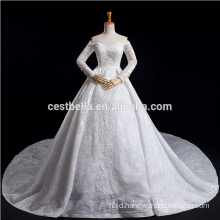 luxury Plus Size Long Sleeve off shoulder Lace wedding gown